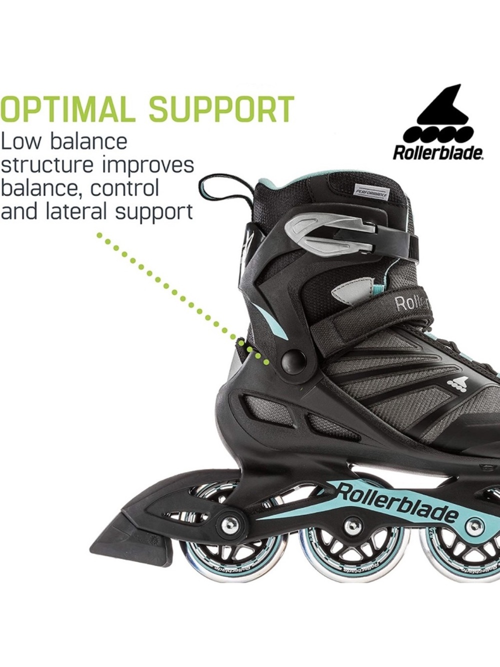 Rollerblade Women's Inline Skate - Black with Light Teal Accents - Picture 3 of 14